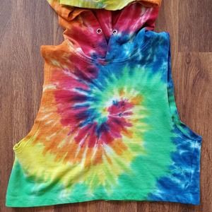 EXIST women's Junior Tie Die Crop top Hoodie shirt
